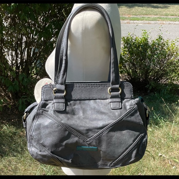 BCBG Generation’s Gorgeous Gray & Turquoise Faux Leather Satchel - Picture 3 of 12